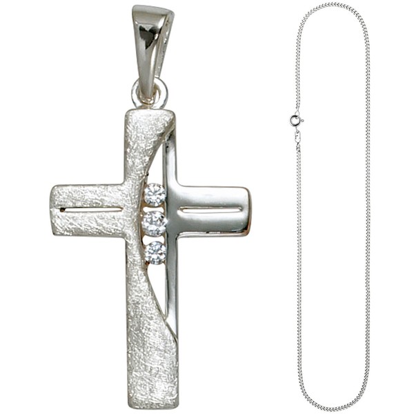 Schmuck-Set Kreuz 2mm Panzerkette 925 Silber 60cm
