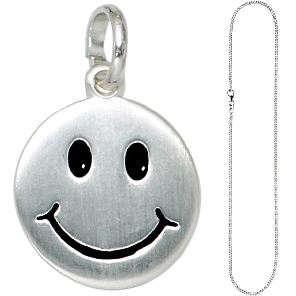 Schmuck-Set Smiley Panzerkette 925 Silber 42cm