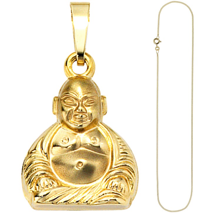 Schmuck-Set Buddha Panzerkette 333 Gelbgold 50cm
