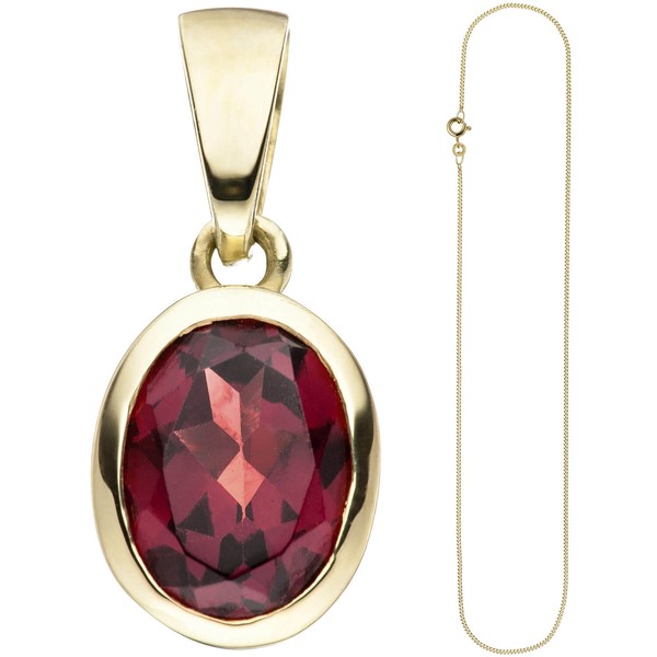 Schmuck-Set Granat Panzerkette 333 Gelbgold 50cm