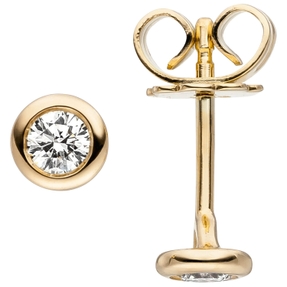 Paar Ohrstecker Ohrringe Solitär mit 2 Diamanten Brillanten 585 Gold Gelbgold Paar Ohrstecker Ohrringe Solitär mit 2 Diamanten Brillanten 585 Gold Gelbgold