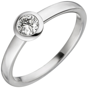 Ring Solitär Damenring mit Diamant Brillant 585 Gold Weißgold Weißgoldring