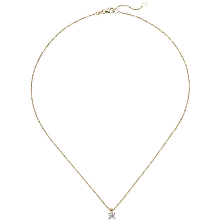 Solitaire Collier Brillant 0,50 Ct. W SI 585 Gelbgold 45cm
