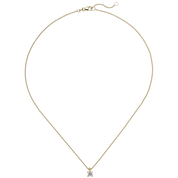 Solitaire Collier Brillant 0,50 Ct. W SI 585 Gelbgold 45cm