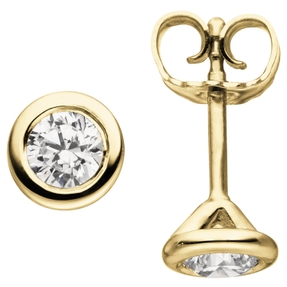 Ohrstecker 585 Gold Gelbgold mit 2 Brillanten 0,5 Ct. 6mm Ohrschmuck Ohrringe