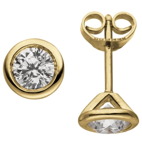 Ohrstecker 585 Gold Gelbgold mit 2 Brillanten 0,5 Ct. 7,2mm Ohrschmuck Ohrringe Ohrstecker 585 Gold Gelbgold mit 2 Brillanten 0,5 Ct. 7,2mm Ohrschmuck Ohrringe