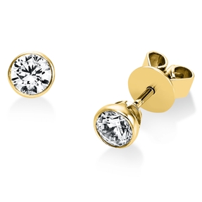Solitaire Ohrstecker aus 585 Gold Gelbgold 2 Brillanten 0,6ct E-SI Zarge