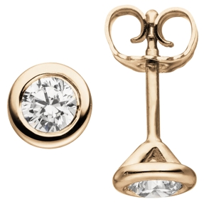 Ohrstecker 585 Gold Rotgold rund mit 2 Brillanten 0,5 Ct. Ohrschmuck Ohrringe Ohrstecker 585 Gold Rotgold rund mit 2 Brillanten 0,5 Ct. Ohrschmuck Ohrringe