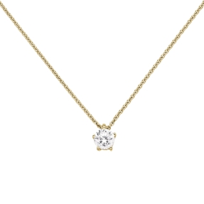 Halskette Collier Solitär Brillant-Anhänger 0,70 Ct. W/SI 585 Gold Gelbgold 45cm