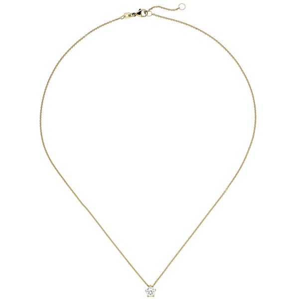 Solitär Collier mit Brillant 0,70 Ct. 585 Gelbgold 45cm