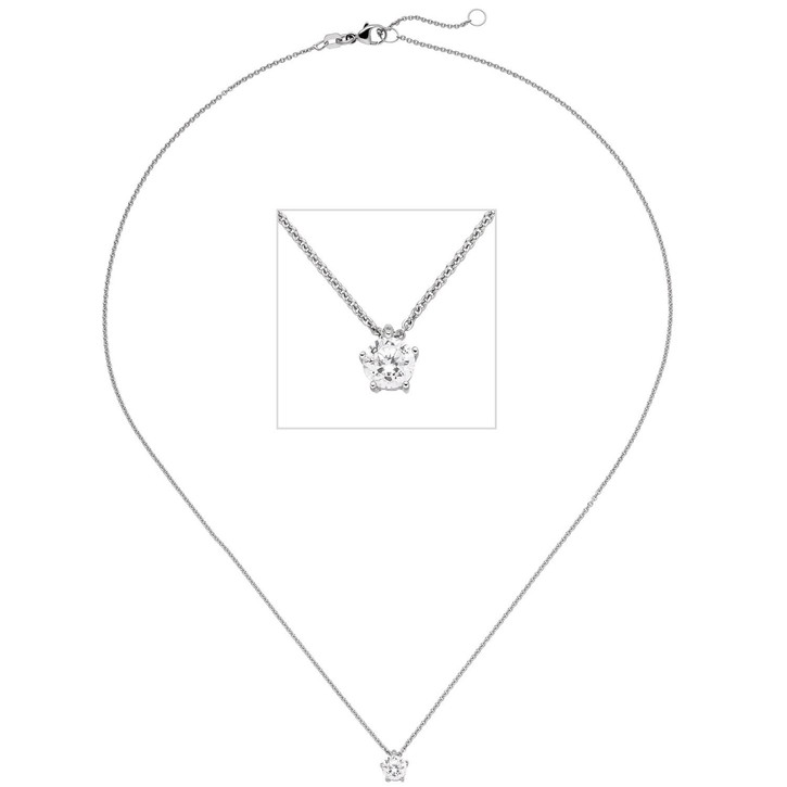 Solitär Collier mit Brillant 0,50 Ct. 585 Weißgold 45cm