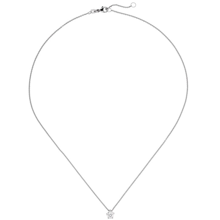Solitär Collier mit Brillant 0,50 Ct. 585 Weißgold 45cm
