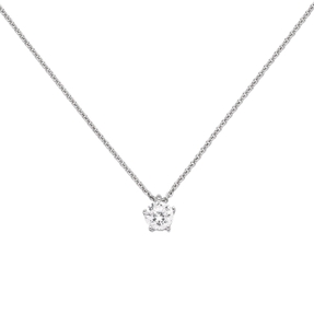 Halskette Collier Solitär Brillant-Anhänger 0,50 Ct. W/SI 585 Gold Weißgold 45cm