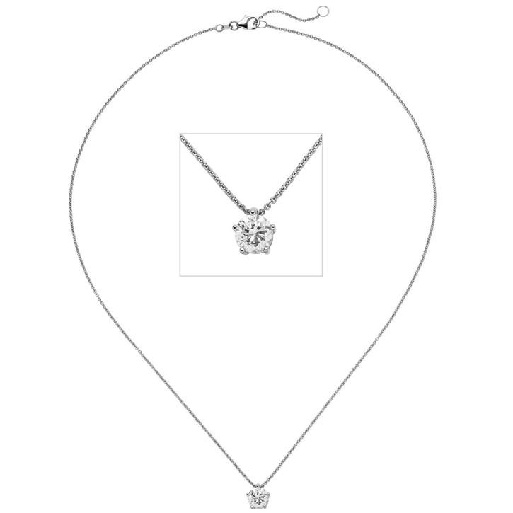 Solitär Collier mit Brillant 1,0 Ct. 585 Weißgold 45cm