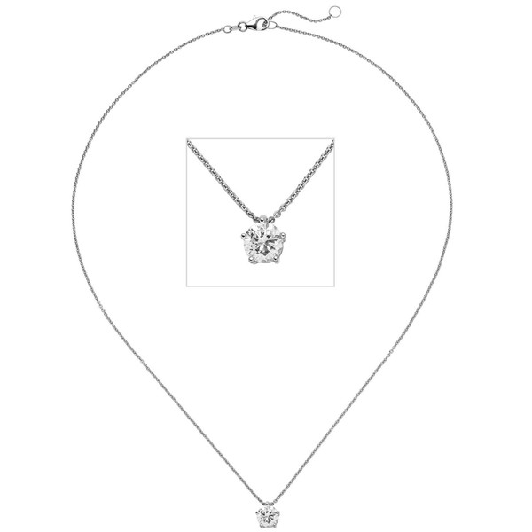 Solitär Collier mit Brillant 1,0 Ct. 585 Weißgold 45cm