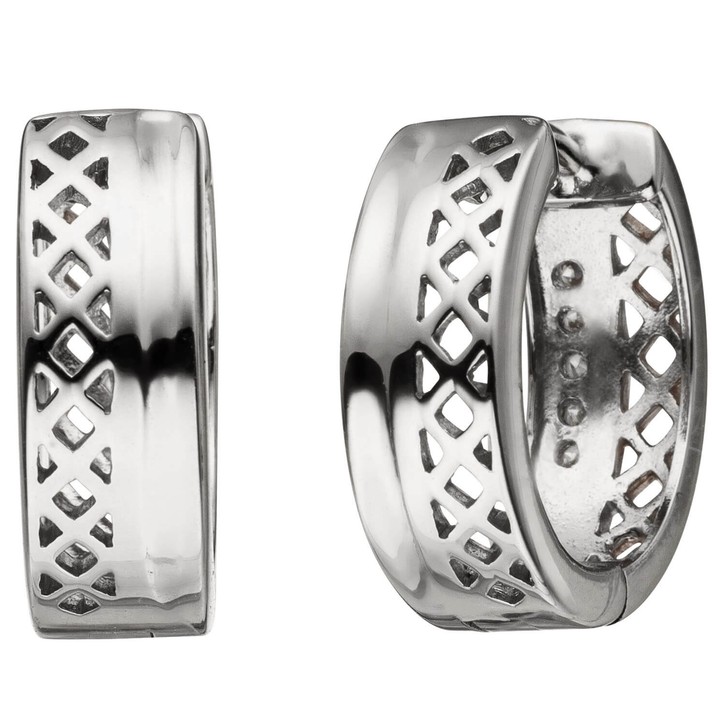 Creolen 15,6x5,1mm 10 Zirkonia weiß 925 Silber vergoldet