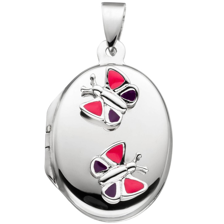 Medaillon Schmetterling mit Halskette 925 Silber 42cm