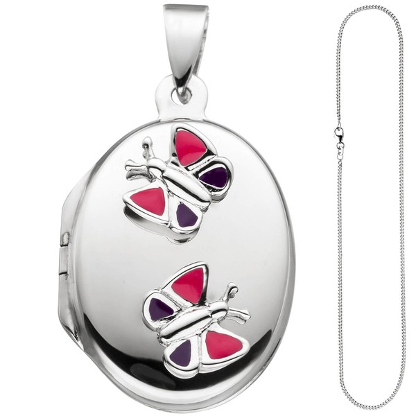 Medaillon Schmetterling mit Halskette 925 Silber 42cm
