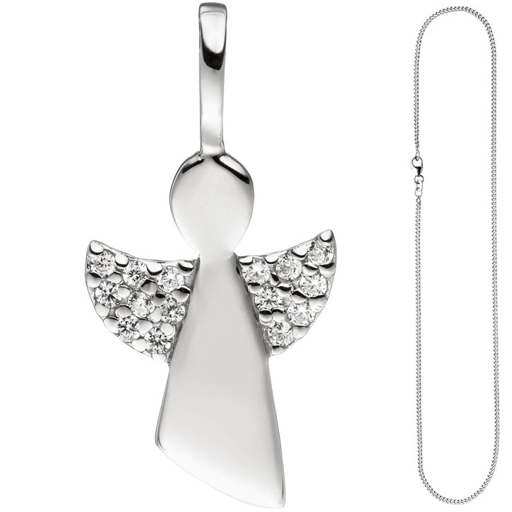 Anhänger mit Halskette Engel Zirkonia 925 Silber 38cm
