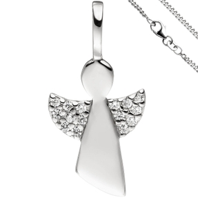 Anhänger mit Halskette Engel Schutzengel mit Zirkonia 925 Silber 42cm für Kinder