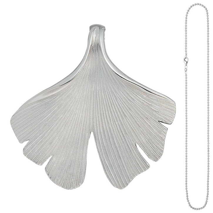 Anhänger mit Halskette Ginkgoblatt 925 Silber 45cm