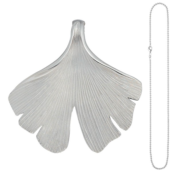 Anhänger mit Halskette Ginkgoblatt 925 Silber 45cm