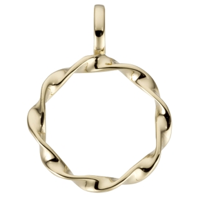 Anhänger aus 585 Gold Gelbgold rund gedreht glänzend schlicht Breite 12,8mm