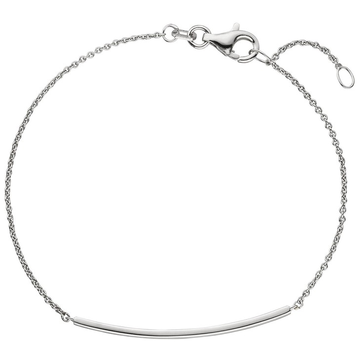 Armband mit schmalem Schild 585 Weißgold 18cm