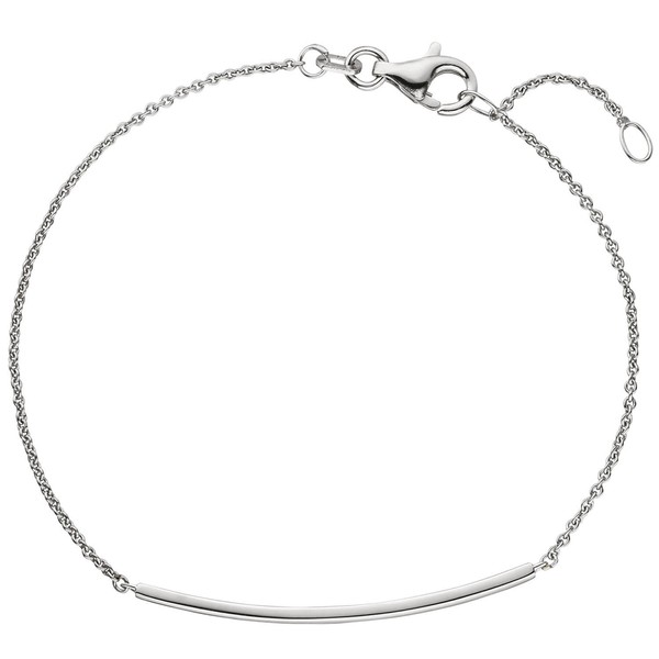 Armband mit schmalem Schild 585 Weißgold 18cm