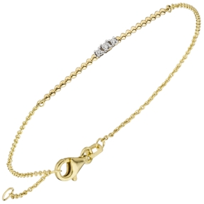 Armband mit 3 Diamanten Brillanten 0,04 Ct. 585 Gold Gelbgold 18cm Armschmuck