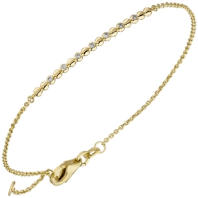 Armband mit 7 Diamanten Brillanten 0,06 Ct. 585 Gold Gelbgold 17,5cm Armschmuck