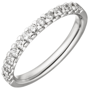 Halbmemory-Ring 14 Diamanten Brillanten 0,56 Ct. W/SI 585 Gold Weißgold Damen