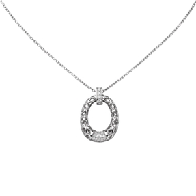 Collier mit 24 Zirkonia weiß 925 Silber Halskette 45cm Anhänger Netz-Muster Collier mit 24 Zirkonia weiß 925 Silber Halskette 45cm Anhänger Netz-Muster
