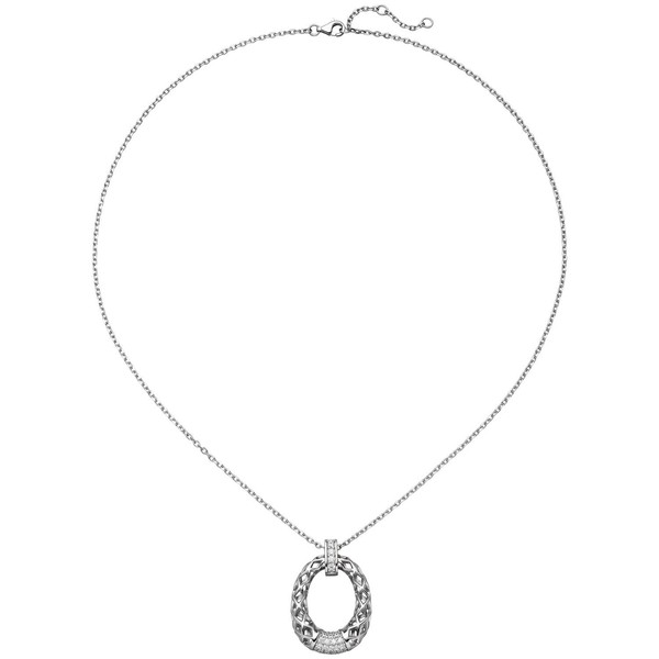 Collier mit 24 Zirkonia 925 Silber 45cm Netz-Muster