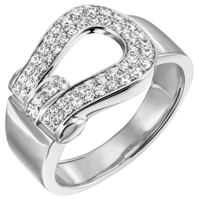 Ring Damenring 12mm breit 55 Zirkonia weiß 925 Silber rhodiniert glänzend