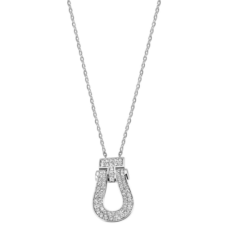 Collier mit Anhänger 64 Zirkonia 925 Silber 45cm