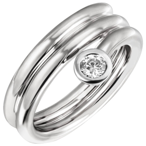 Solitär Ring Damenring Zirkonia weiß 925 Silber spiralförmig schlicht 3-reihig Solitär Ring Damenring Zirkonia weiß 925 Silber spiralförmig schlicht 3-reihig
