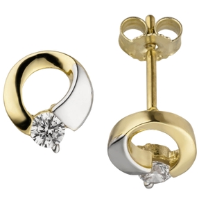 Paar Ohrstecker 8,8x7,7mm mit 2 Zirkonia weiß 333 Gold Gelbgold teilrhodiniert Paar Ohrstecker 8,8x7,7mm mit 2 Zirkonia weiß 333 Gold Gelbgold teilrhodiniert