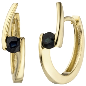 Paar Ohrringe Creolen Saphir Safir blau 333 Gold Gelbgold Ohrschmuck 14,5x4,6mm Paar Ohrringe Creolen Saphir Safir blau 333 Gold Gelbgold Ohrschmuck 14,5x4,6mm