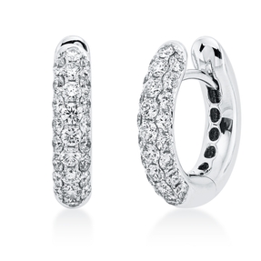 Pavé Creolen aus 750 Weißgold 50 Brillanten 1,12ct TW-VSI 15,8x3,5mm