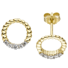 Ohrstecker Kreise mit 10 Zirkonia 333 Gold Gelbgold Ø9,8mm Ohrschmuck Ohrringe Ohrstecker Kreise mit 10 Zirkonia 333 Gold Gelbgold Ø9,8mm Ohrschmuck Ohrringe