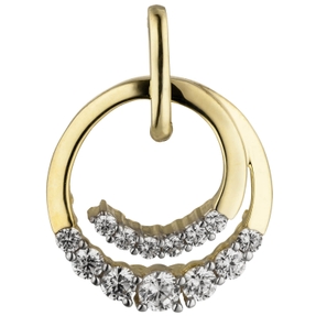 Anhänger rund mit 13 Zirkonia weiß 333 Gold Gelbgold Ø14,1mm Halsschmuck Damen