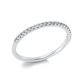 Halb-Memoire Ring schmal aus 585 Weißgold 23 Brillanten 0,15ct TW-SI B:1,7mm