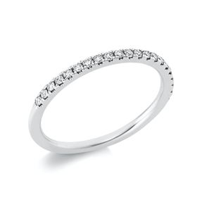 Halb-Memoire Ring schmal aus 750 Weißgold 21 Brillanten 0,2ct TW-SI B:1,8mm