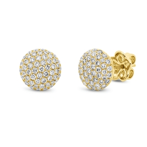 Pavé Ohrstecker rund aus 750 Gelbgold 110 Brillanten 1,12ct TW-VSI Ø10mm