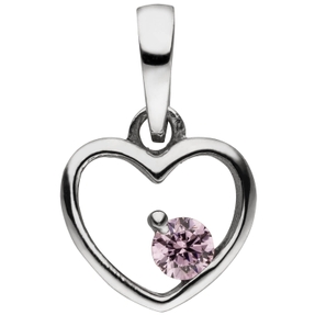 Kinder Anhänger Herz aus 925 Silber mit Zirkonia pink Halsschmuck 8,6x8mm