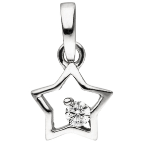 Kinder Anhänger Stern Sternchen 925 Silber Zirkonia weiß Halsschmuck 8,6x8mm