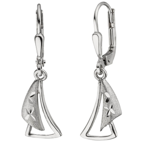 Ohrhänger 2 Segel 925 Silber teilmattiert 28x8,3mm Ohrringe Ohrschmuck Boutons Ohrhänger 2 Segel 925 Silber teilmattiert 28x8,3mm Ohrringe Ohrschmuck Boutons