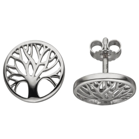 Lebensbaum Ohrstecker Ohrschmuck 10,5mm 925 Silber glänzend rund Ohrringe Baum