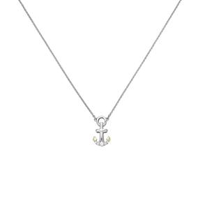 Collier Halskette mit Anhänger Anker Schiffsanker 925 Silber mit 5 Zirkonia 45cm Collier Halskette mit Anhänger Anker Schiffsanker 925 Silber mit 5 Zirkonia 45cm